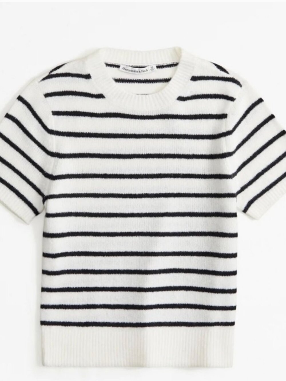 Abercrombie Striped Short-Sleeve Crew Sweater Top Medium Black White